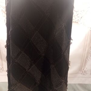 Tribal Brown And Orange Fringe Knit Skirt